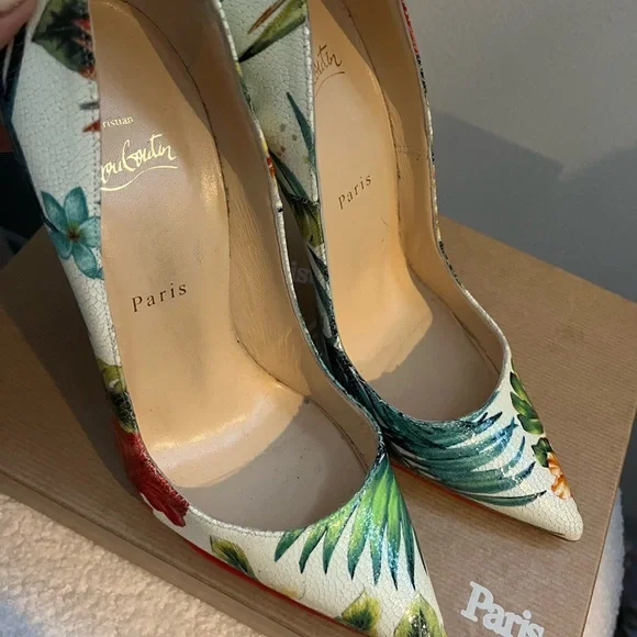 Christian Louboutin Multicolor Floral Heels - Picture 2 of 10